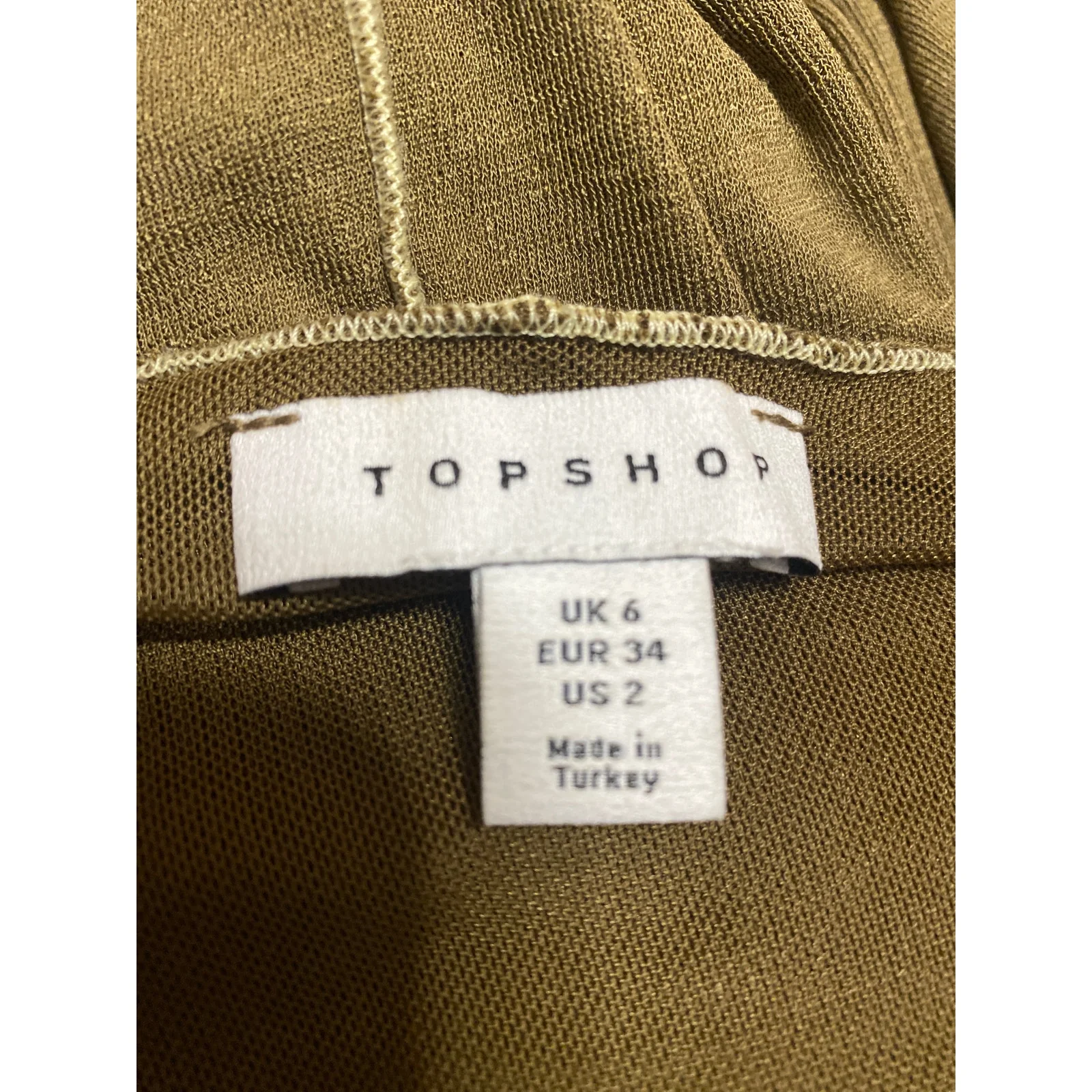 Topshop Olive Green Exposed Seam Knit Long Sleeve Bodycon Midi Dress Size 2 - Image 4