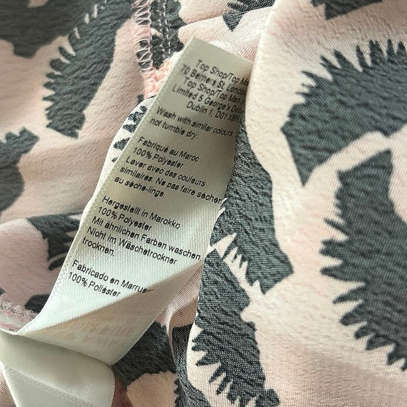 Topshop Pink V Neck Printed Tie Waist Drop Waist Flowy Midi Wrap Dress Size 4 - Image 5