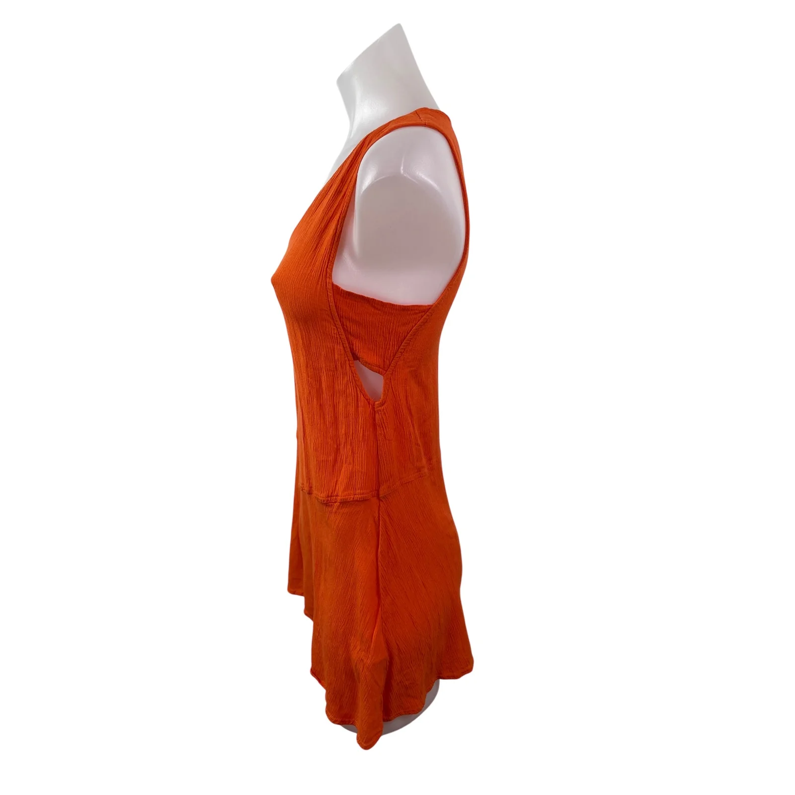 Topshop Women Coral Sleeveless V Neck Tank Cami Casual Cutout Mini Dress Size 4 - Image 4