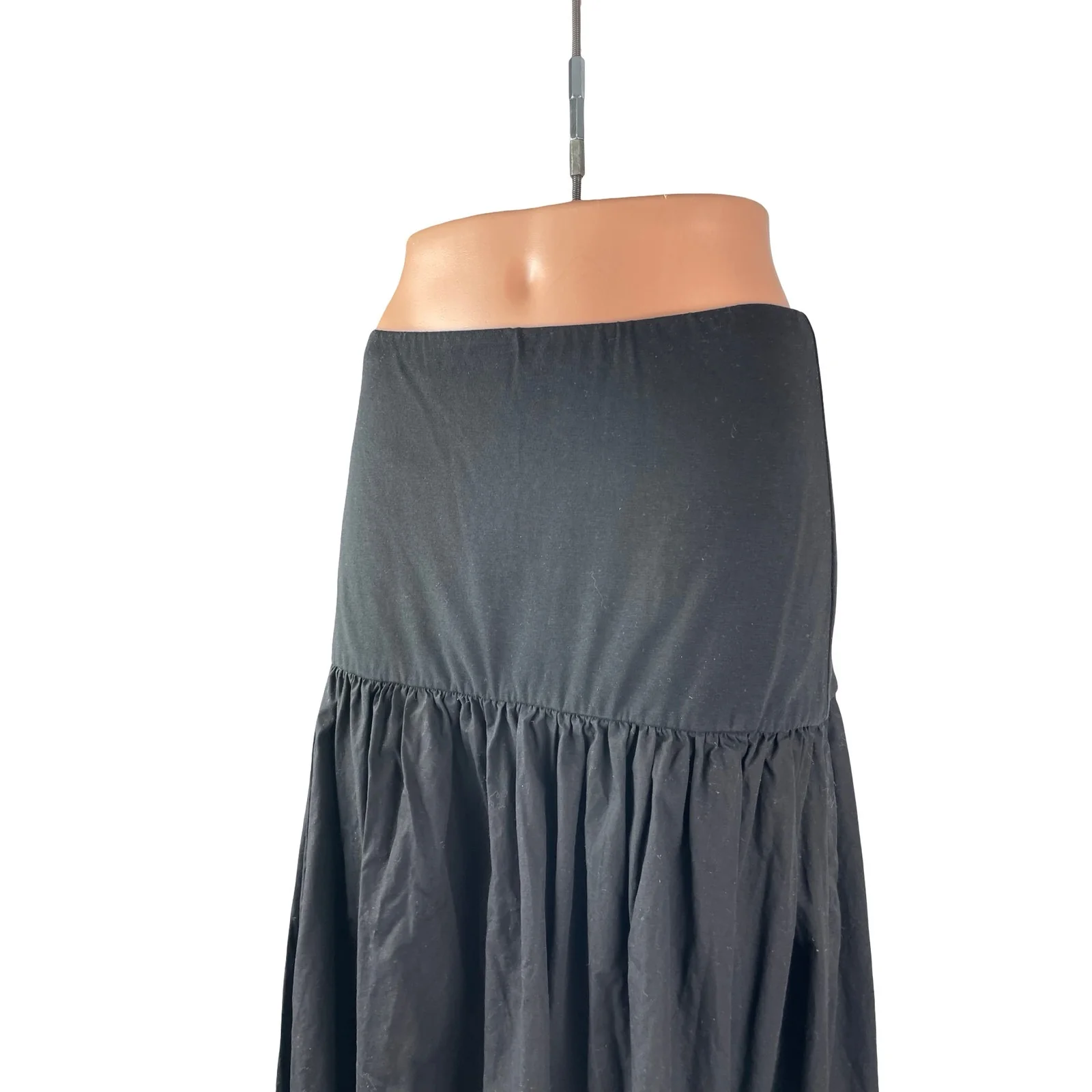 Topshop Women's Black Drop Waist Pleated Pull On Boho A Line Midi Skirt Size M - Image 2