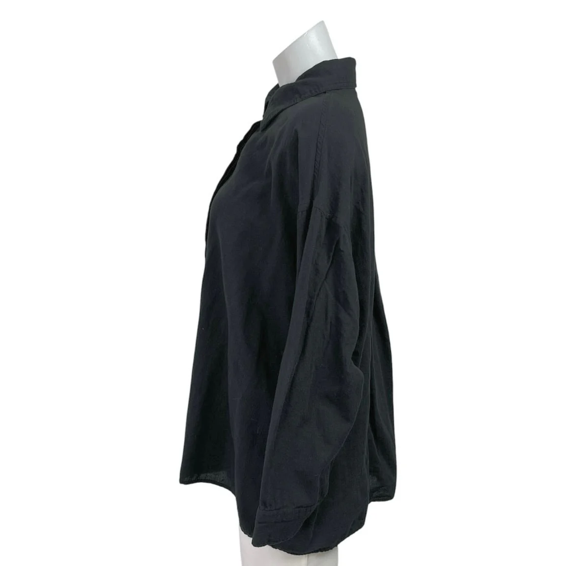Topshop Womens Black Oversized Relaxed Long Sleeve Boyfriend Button Down Shirt 2 - Image 2