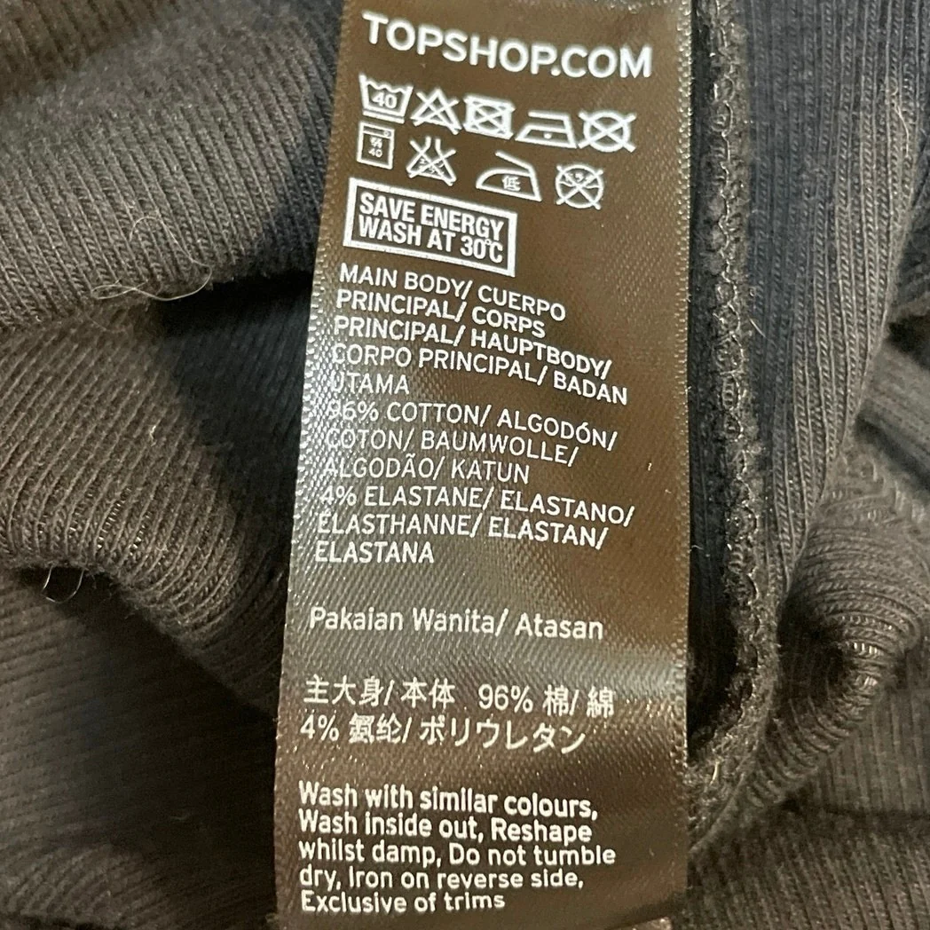 Topshop Women's Black Ribbed Knit Mock Neck Long Bell Sleeve Crop Top Size S - Image 5
