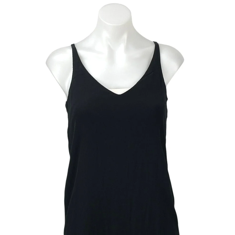 Topshop Women's Black Sleeveless Cami Camisole Tank V Neck Mini Dress Size 2 - Image 2