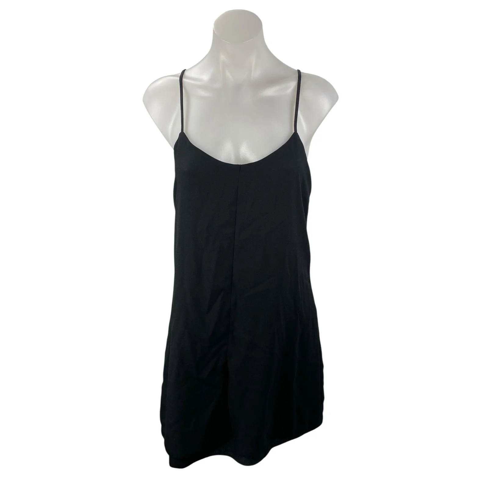 Topshop Women's Black Sleeveless Scoop Neck Open Back Cami Tank Mini Dress Sz 6