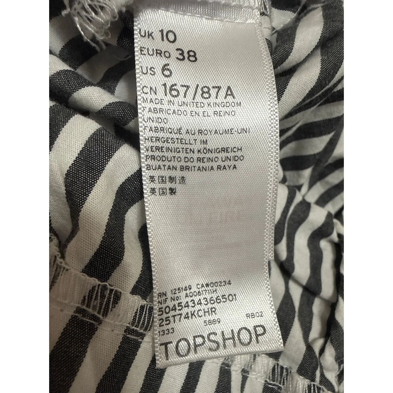 Topshop Women's Black White Striped Long Sleeve Boat Neck Collar Blouse Top 6 - Image 5