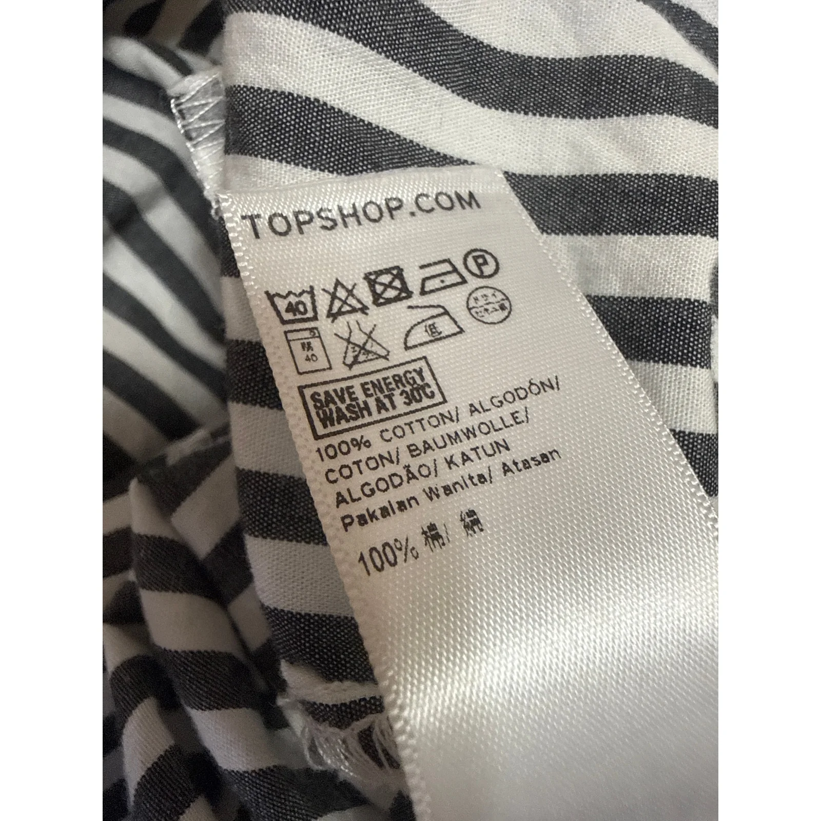 Topshop Women's Black White Striped Long Sleeve Boat Neck Collar Blouse Top 6 - Image 6