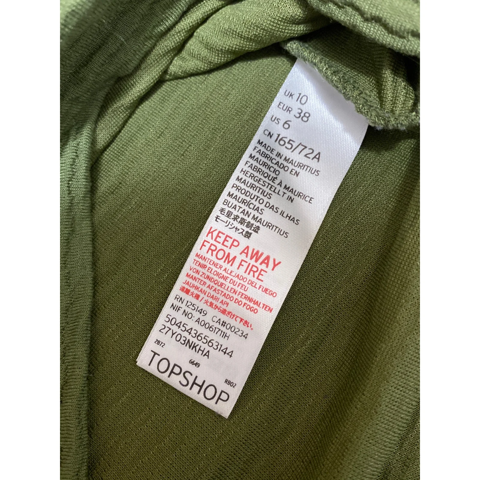 Topshop Women's Green Textured High Rise Mini Straight Pencil Bodycon Skirt Sz 6 - Image 6