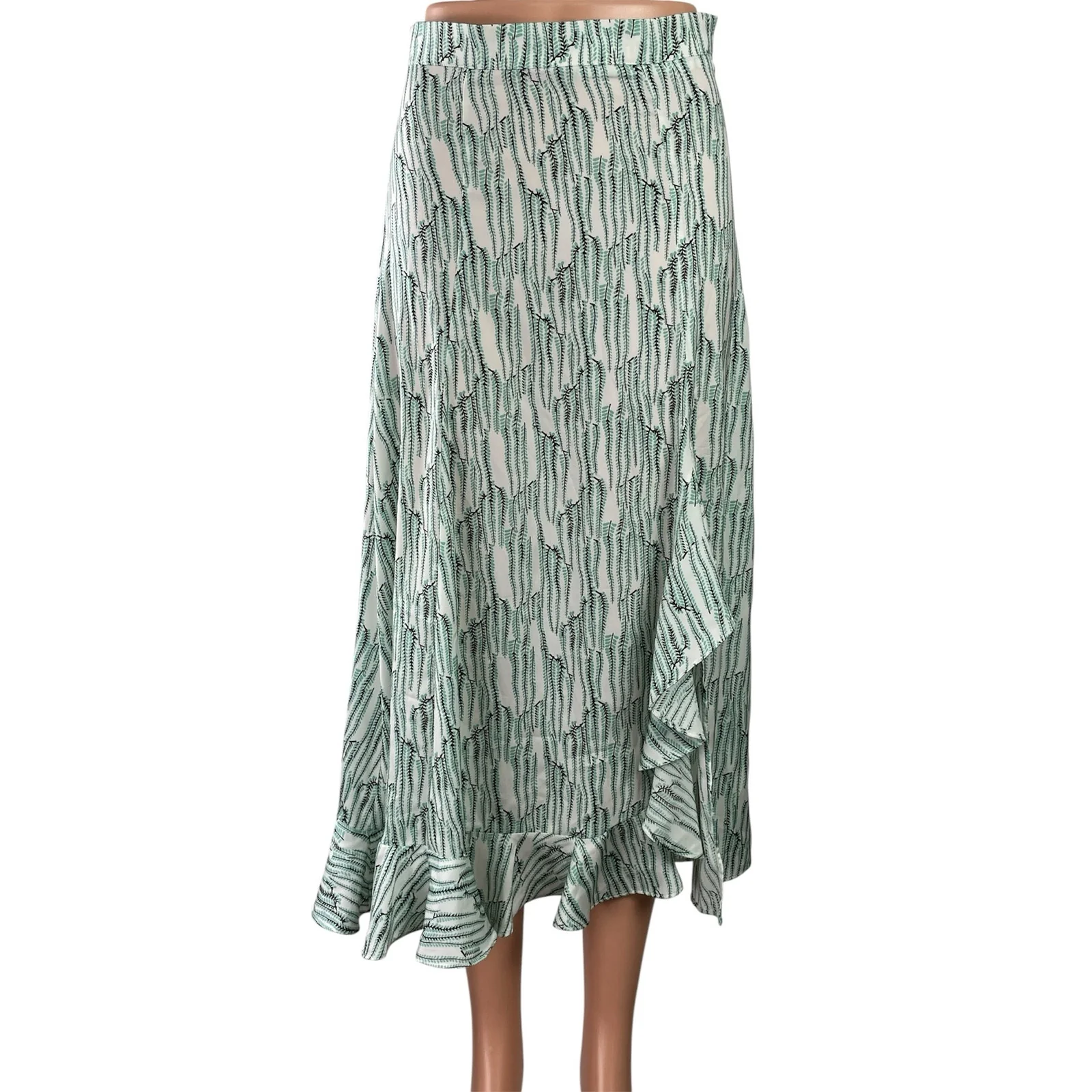 Topshop Women's Multicolor Asymmetric Printed Ruffle Midi Flared A-Line Skirt 4