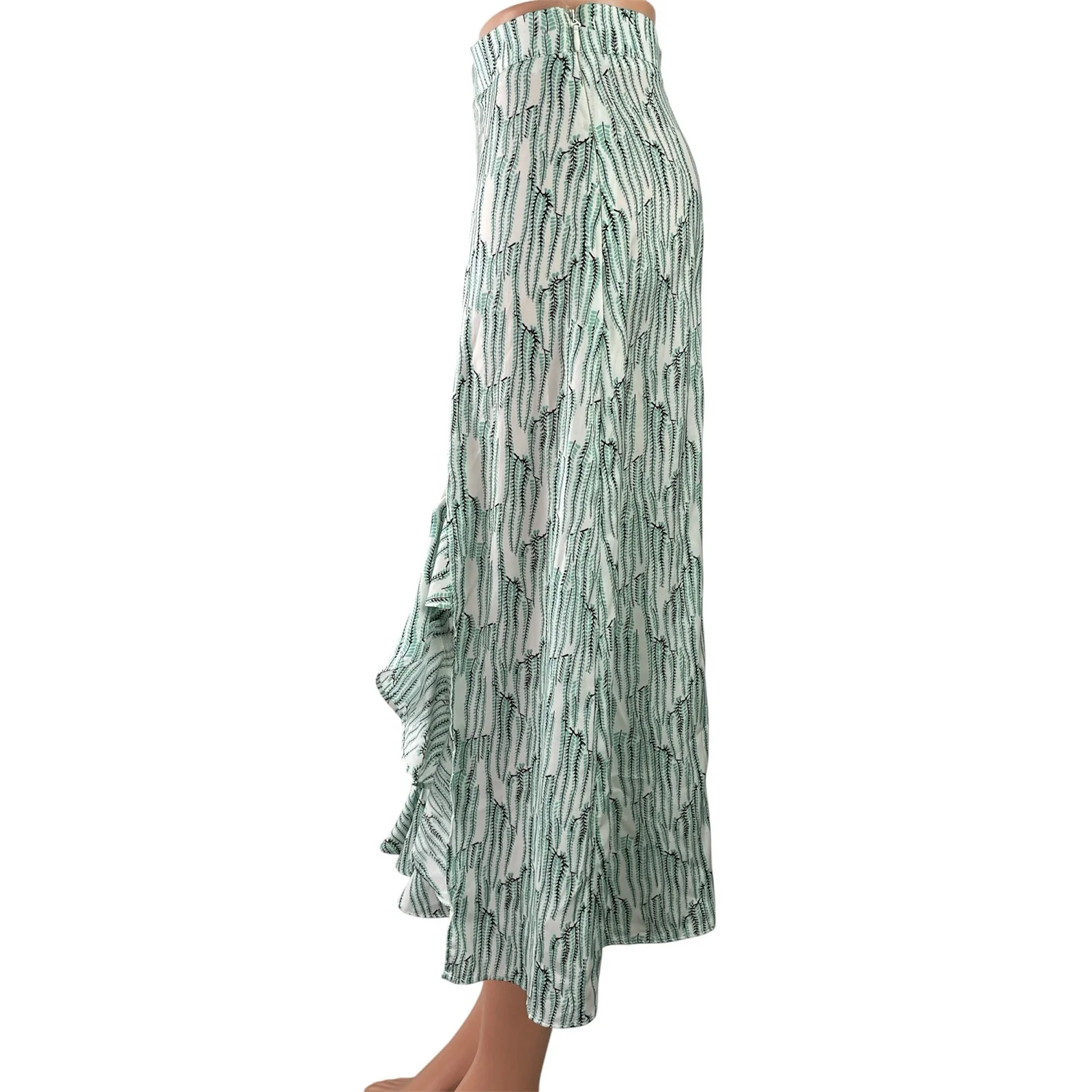 Topshop Women's Multicolor Asymmetric Printed Ruffle Midi Flared A-Line Skirt 4 - Image 2