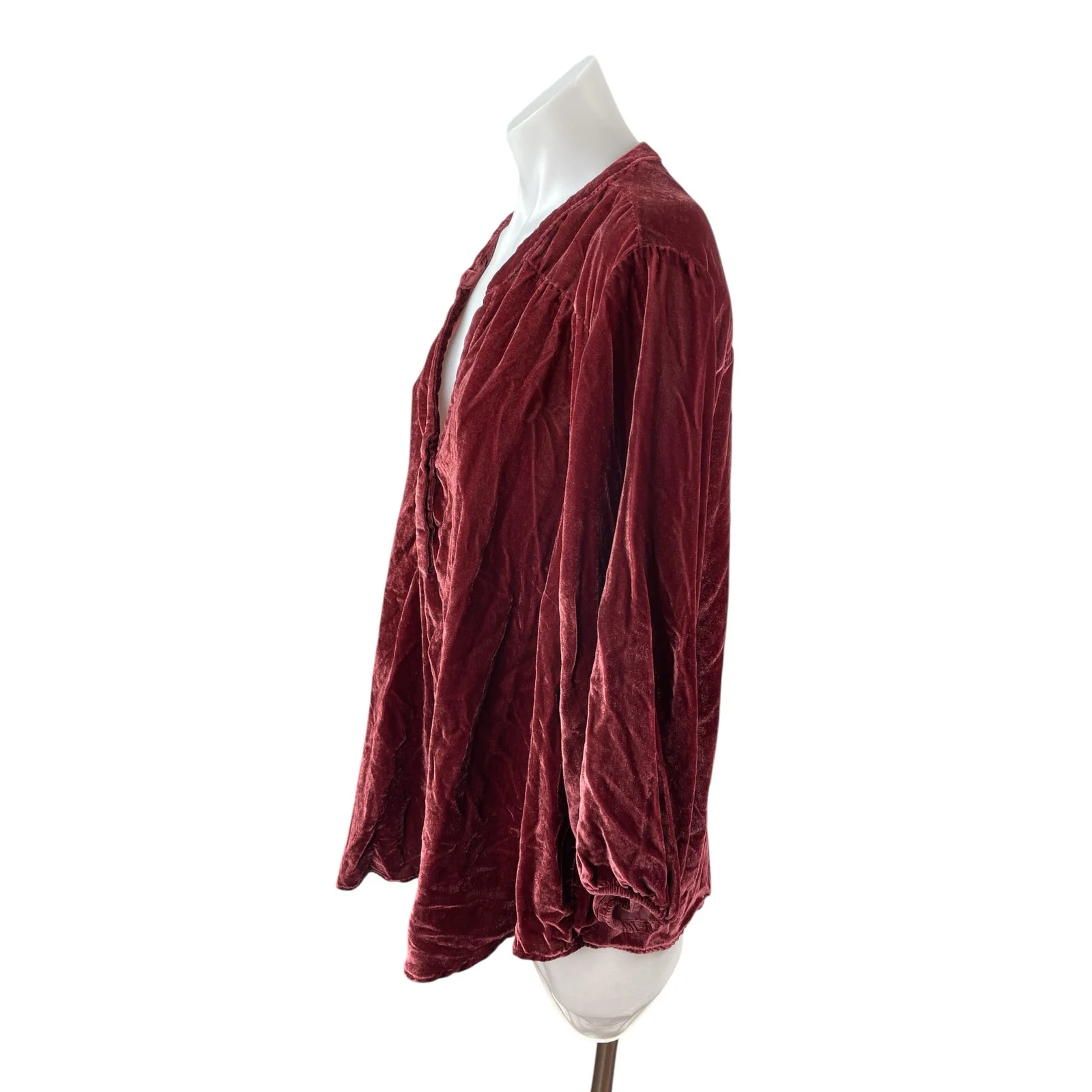 Torrid Harper Women Red Velvet Velour V Neck Long Sleeve Shirt Blouse Top Sz 3X - Image 3