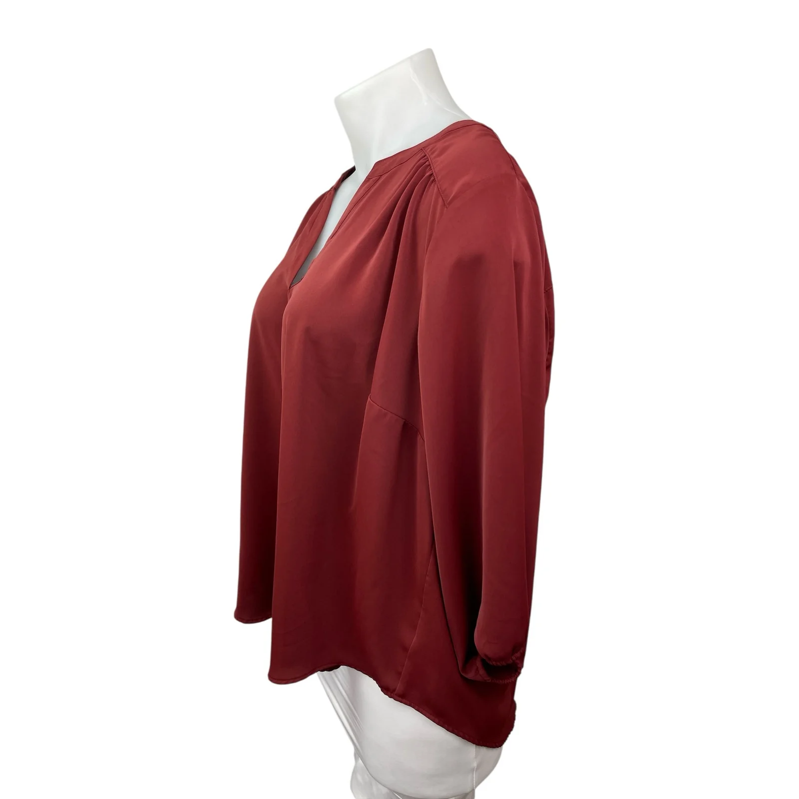 Torrid Women's Red V Neck Long Sleeve Pleated Casual Career Shirt Blouse Top 3X - Image 3