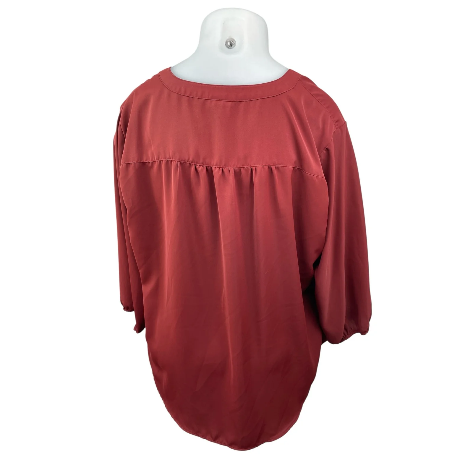 Torrid Women's Red V Neck Long Sleeve Pleated Casual Career Shirt Blouse Top 3X - Image 4