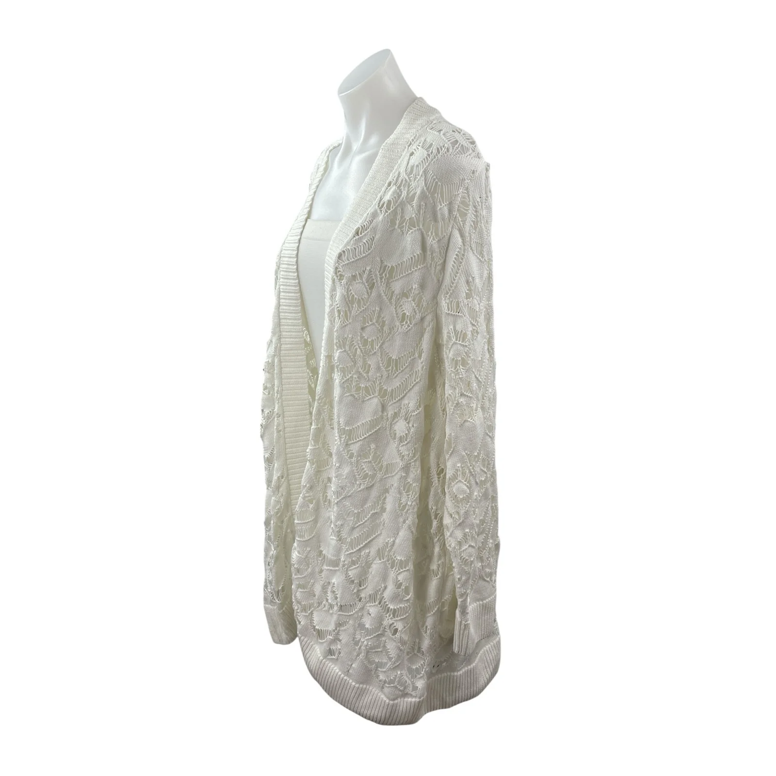 Torrid Women's White Knit Crochet Long Sleeve Open Cardigan Sweater Top Size 3X - Image 3