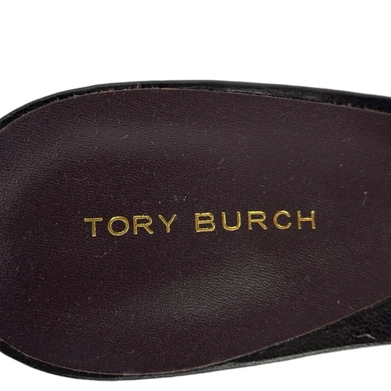 Tory Burch Black Pointed Toe Patent Crocs Sling Back High Heels Pumps Shoes 7M - Image 7