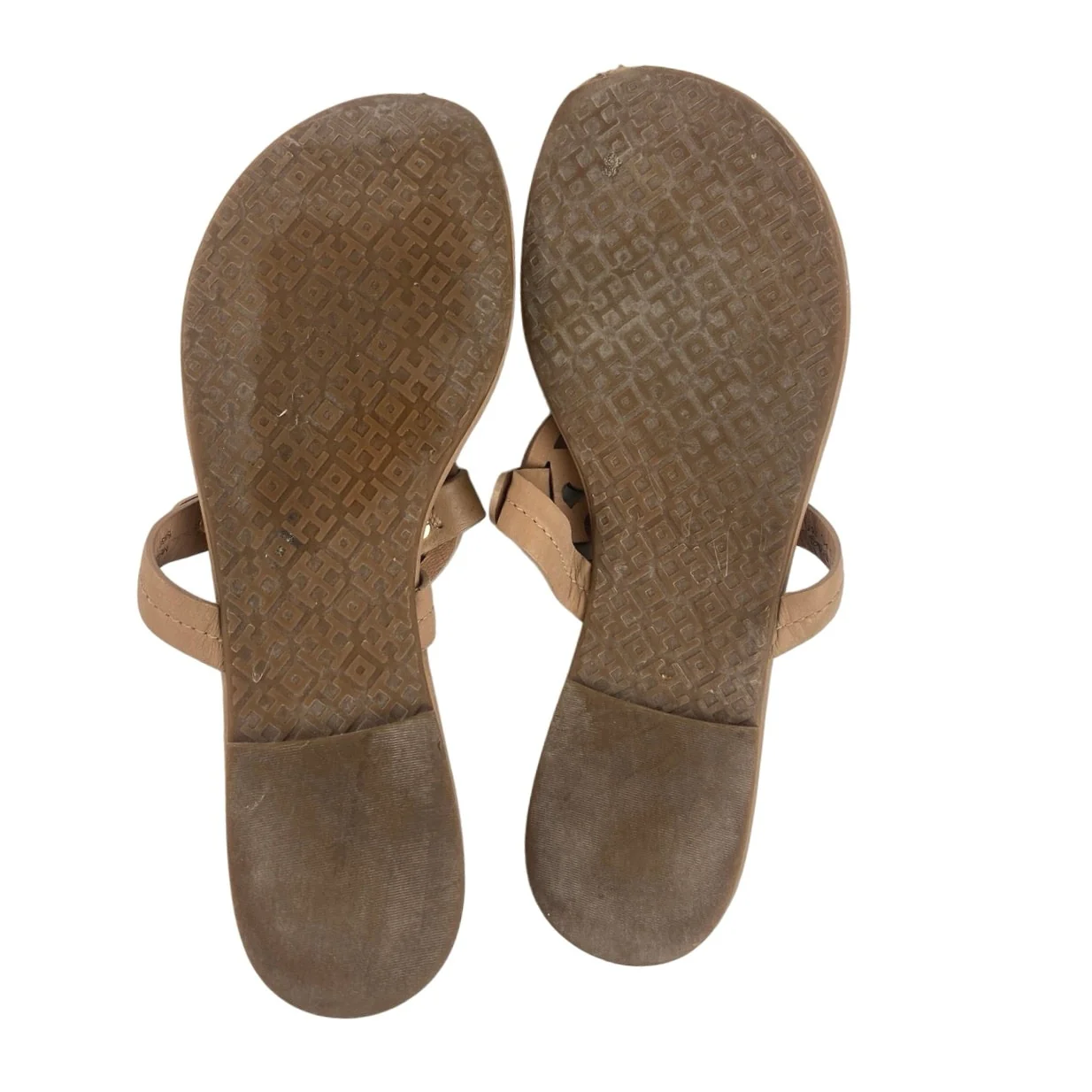 Tory Burch Miller Tan Nude Leather Laser Cut T-Strap Thong Casual Flat Sandal 7M - Image 4