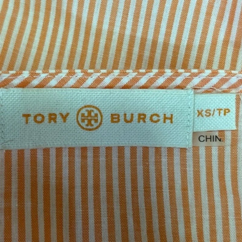 Tory Burch Orange White Striped V Neck Tassel Summer Swim Cover Up Dress Size XS - Image 4