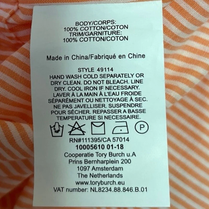 Tory Burch Orange White Striped V Neck Tassel Summer Swim Cover Up Dress Size XS - Image 5