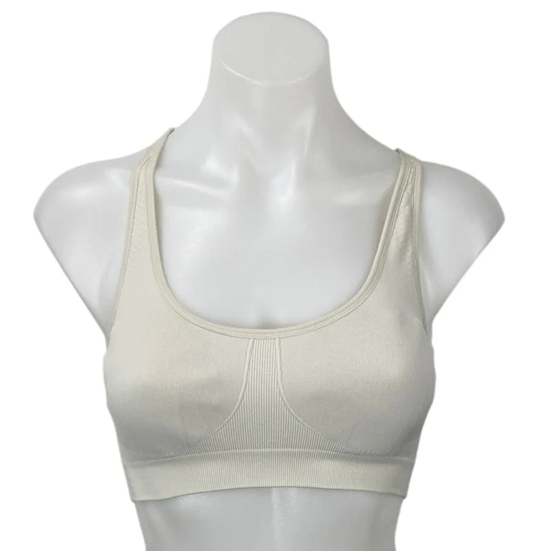 Tory Burch Sport Beige Racerback Yoga Workout Athletic Crop Top Sports Bra Sz S