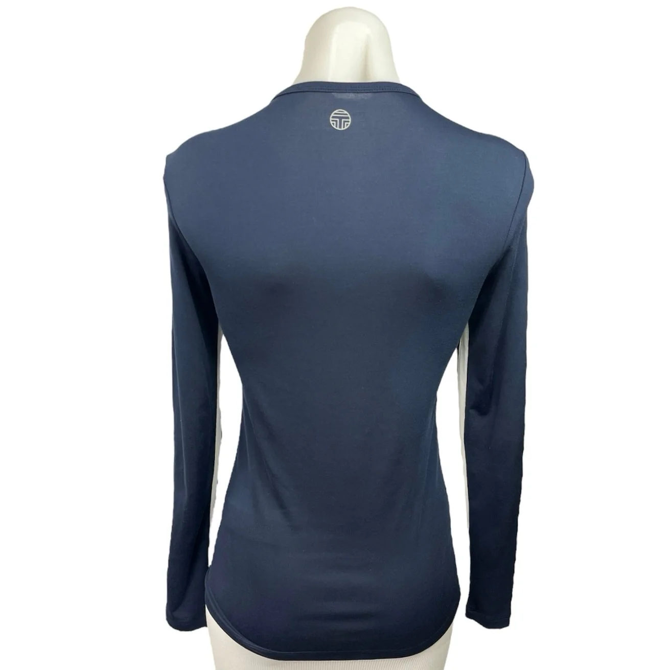 Tory Burch Sport Navy Blue Knit Round Neck Long Sleeve Casual Pullover Top Sz S - Image 2