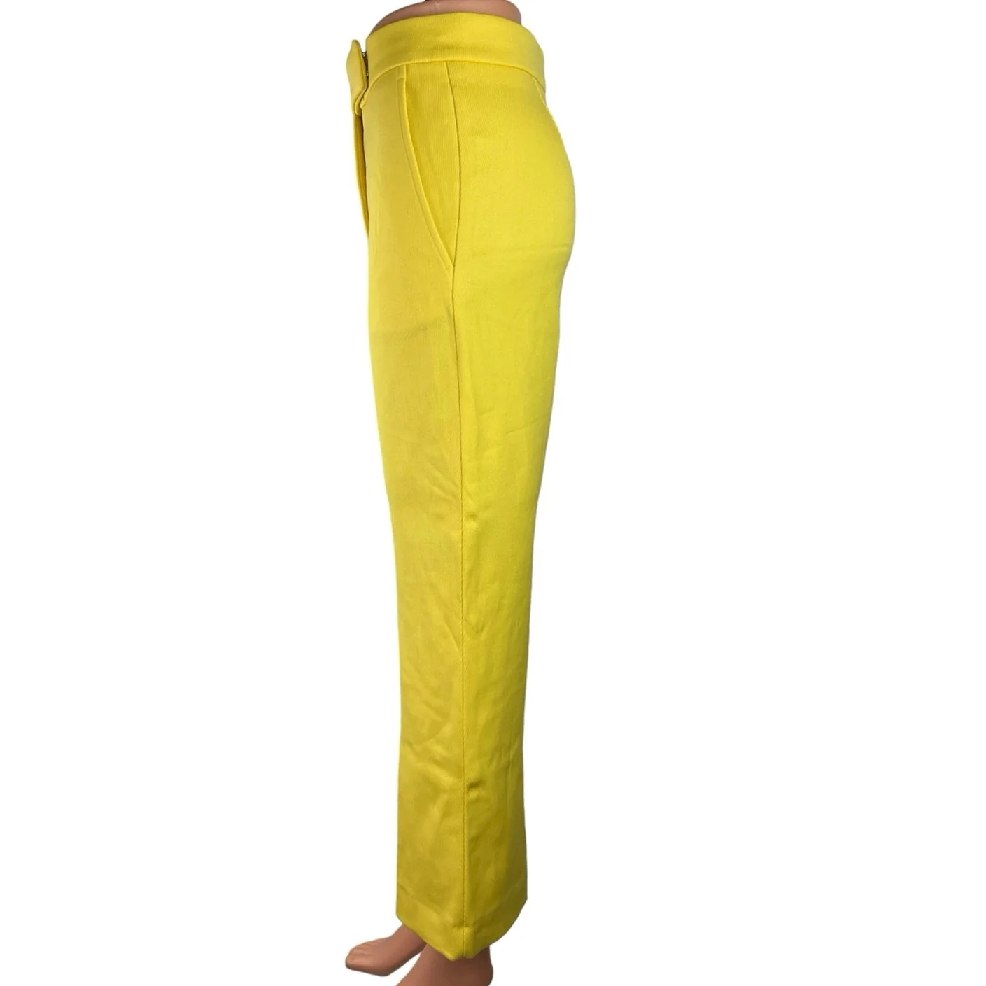 Tory Burch Sport Yellow High Rise Flat Front Stretch Wide Leg Pants Size XS - Image 2