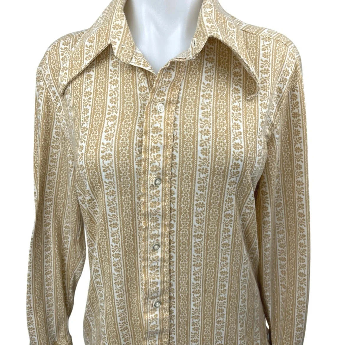 Towncraft Penneys Yellow Floral Striped Long Sleeve Button Down Shirt Top Size S - Image 3