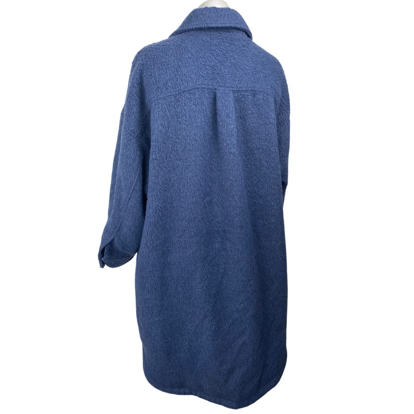 Treasure & Bond Women's Blue Wool Faux Fur Button Down Shacket Shirt Jacket Sz M - Image 2