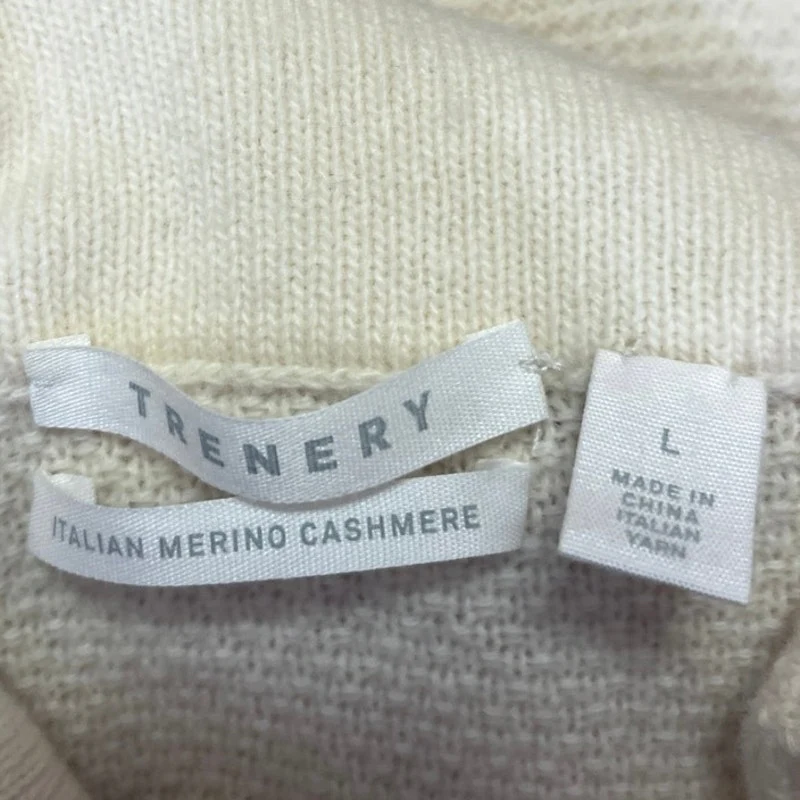 Trenery Merino Wool Cashmere Cream Cable Knit Turtleneck Pullover Sweater Top L - Image 3