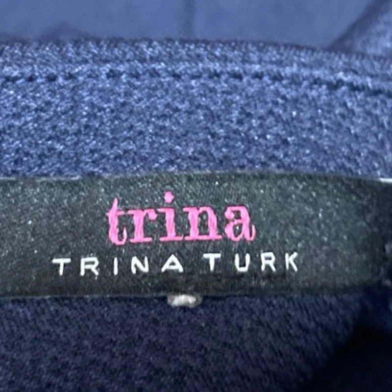 Trina Turk Camari Blue Short Sleeve Choker V-Neck Cutout Mini Sheath Dress Sz S - Image 4