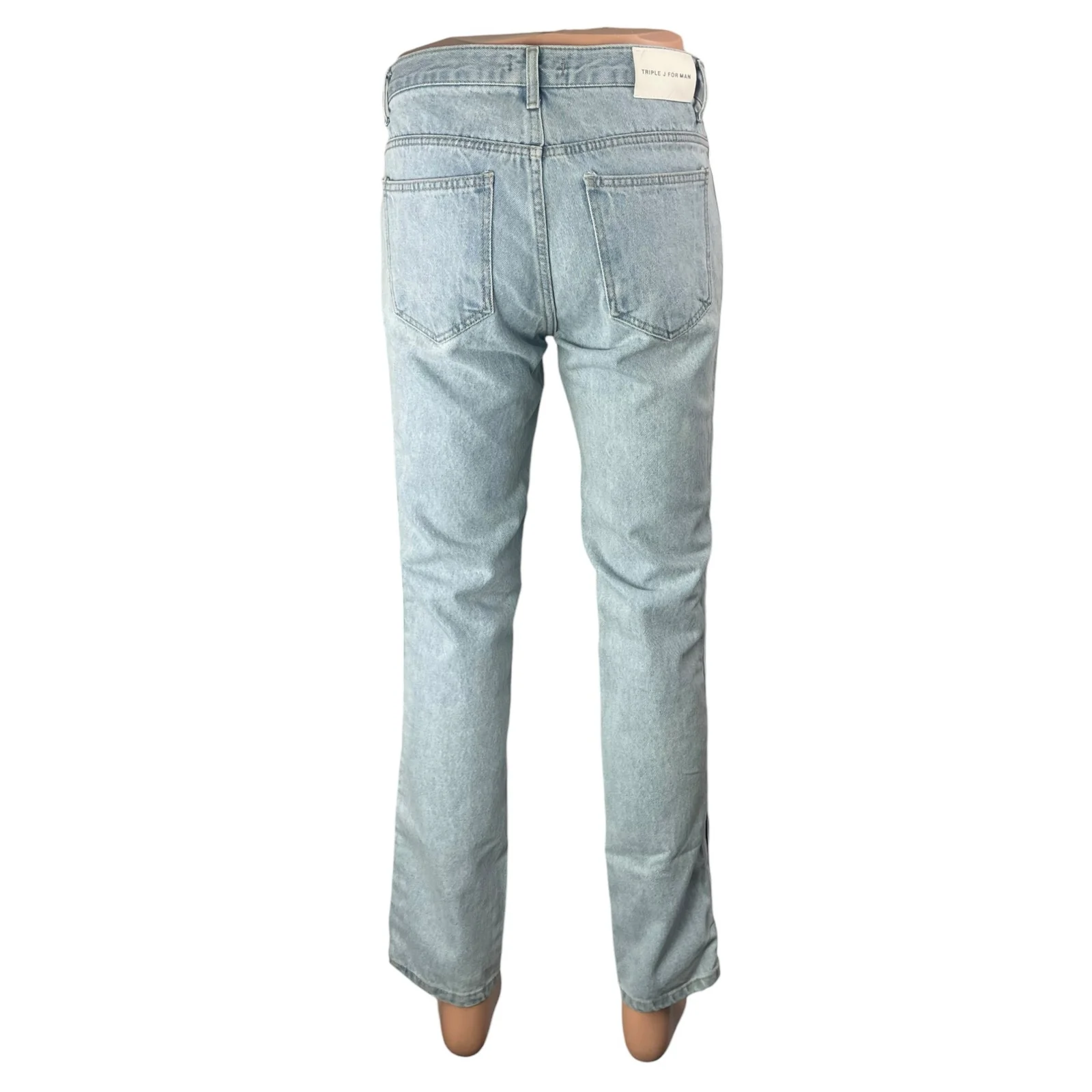 Triple J Men's Light Wash Blue Mid Rise Slim Fit Straight Denim Jeans Pants Sz S - Image 3
