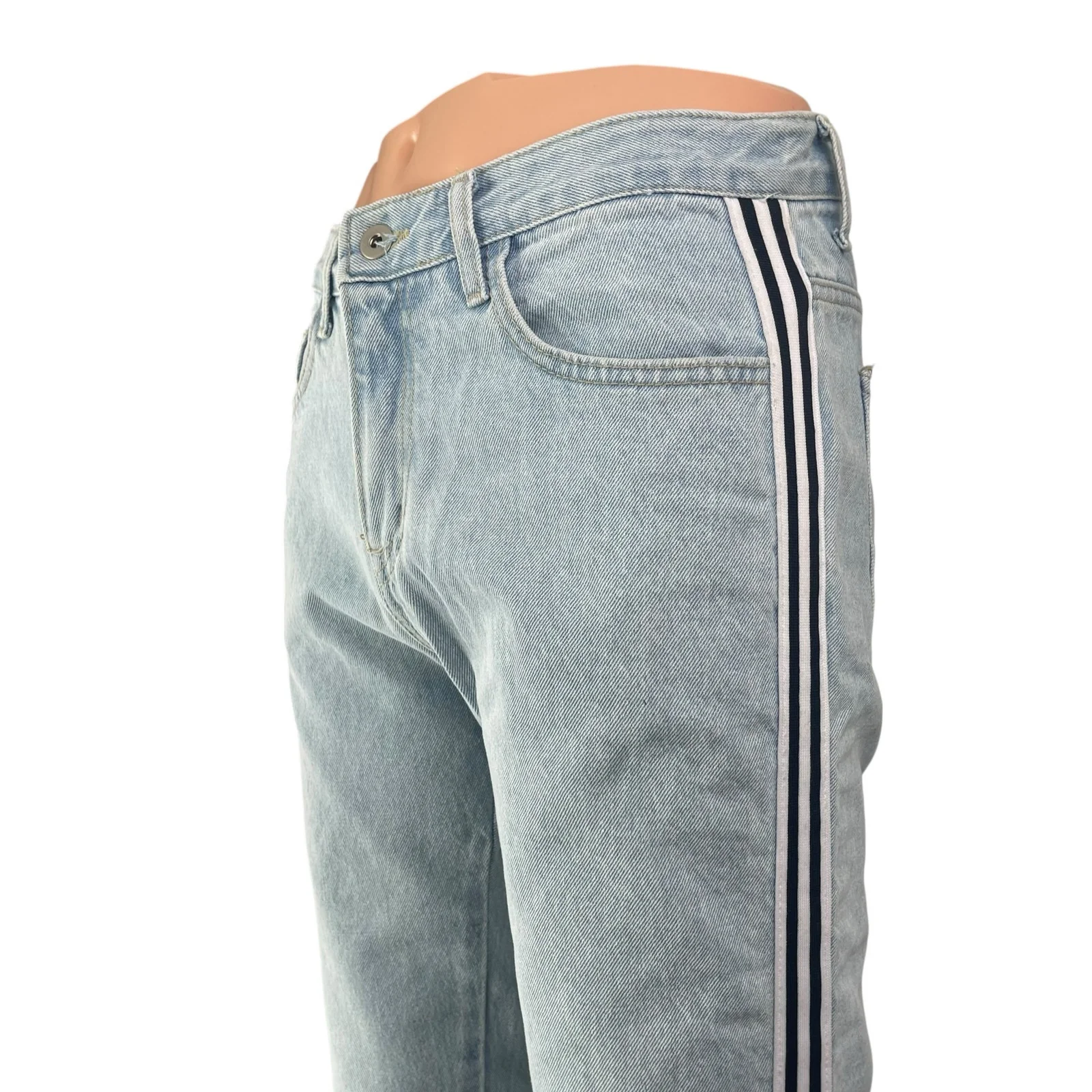 Triple J Men's Light Wash Blue Mid Rise Slim Fit Straight Denim Jeans Pants Sz S - Image 4