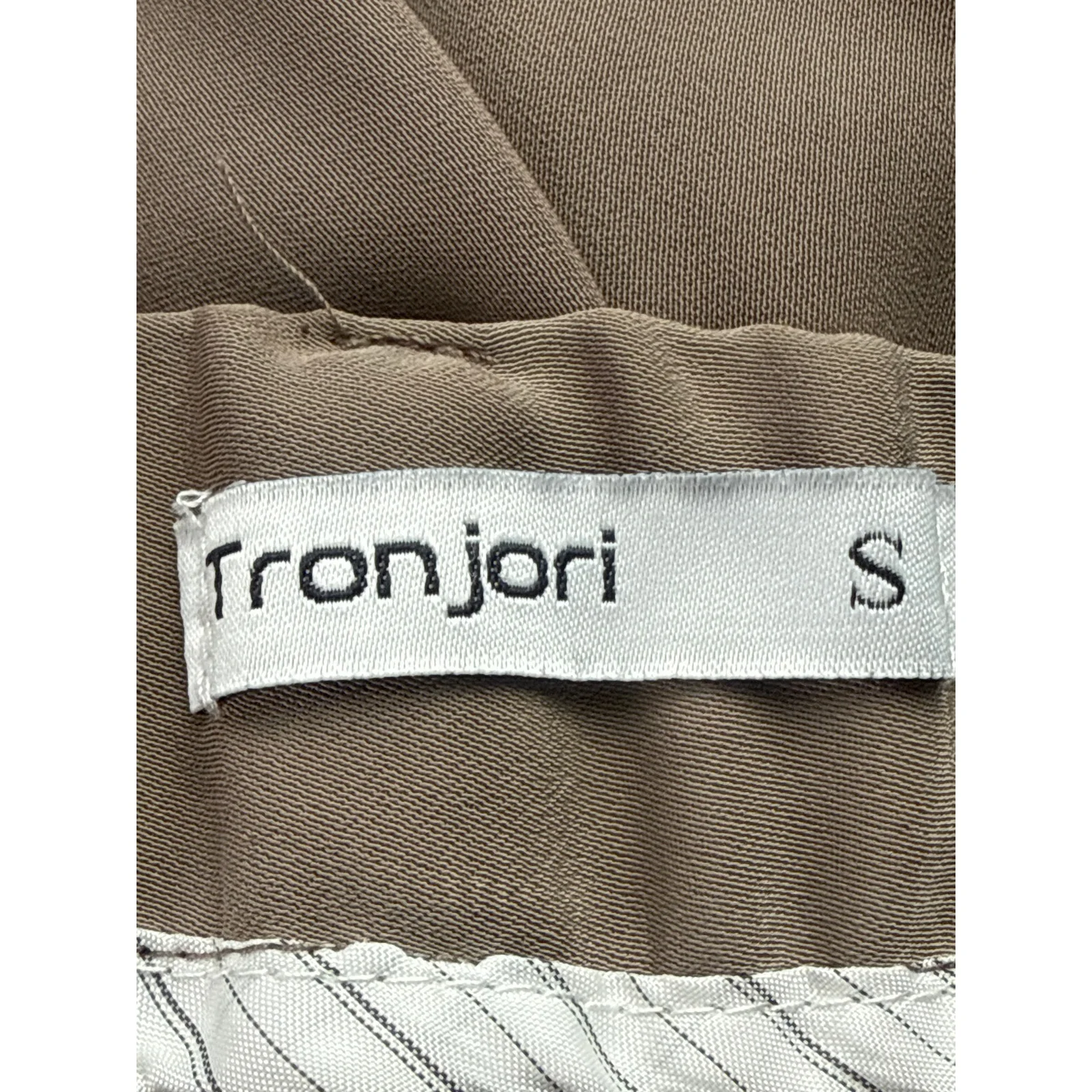 Tronjori Women's Beige Pleated High Rise Palazzo Wide Leg Trousers Dress Pants S - Image 4
