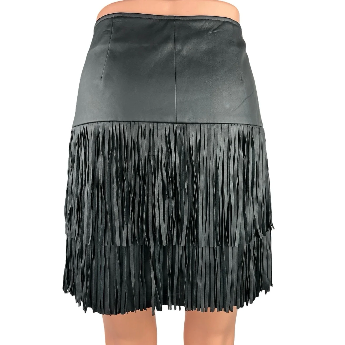 Trouve Black Frill High Waisted Vegan Faux Leather Western Cowboy Mini Skirt 4 - Image 3