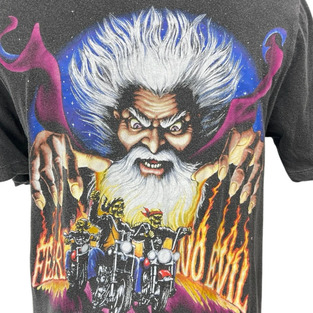 Truly Madly Deeply Fear No Evil Black Skull Print V-Neck Tee T-Shirt Top Size S - Image 4