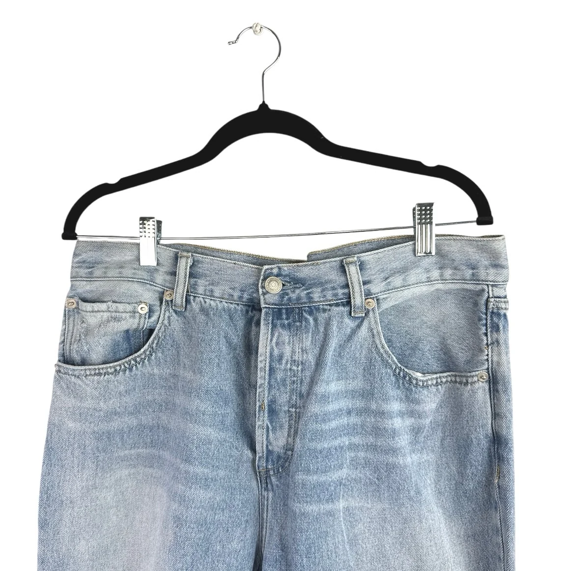 Twelve by Ontwelfth Women's Blue High Waist Distressed Straight Denim Jeans 31 - Image 3