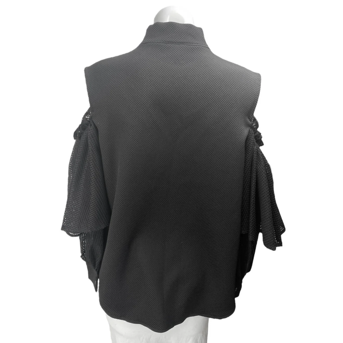 Twist Turn Women's Black Bow Tie Cold Shoulder Button Down Blouse Shirt Top M/L - Image 2