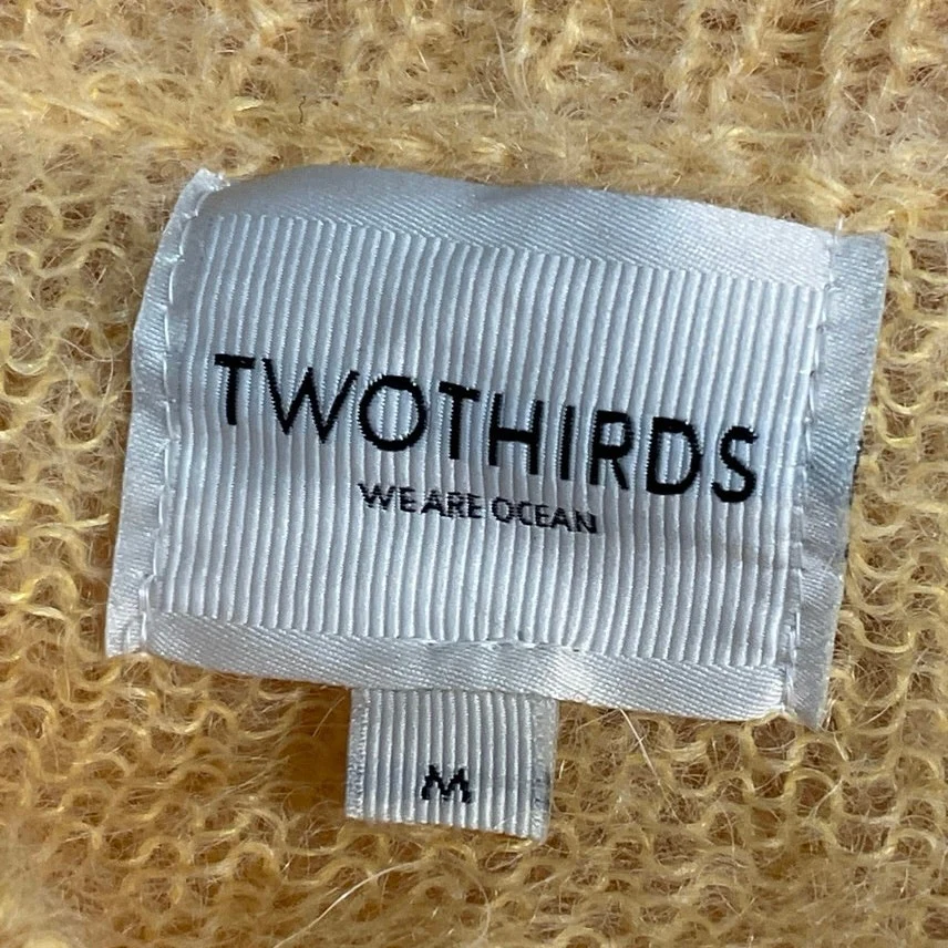 Two Thirds Women's Yellow Alpaca Button Down Long Sleeve Cardigan Sweater Top M - Image 4