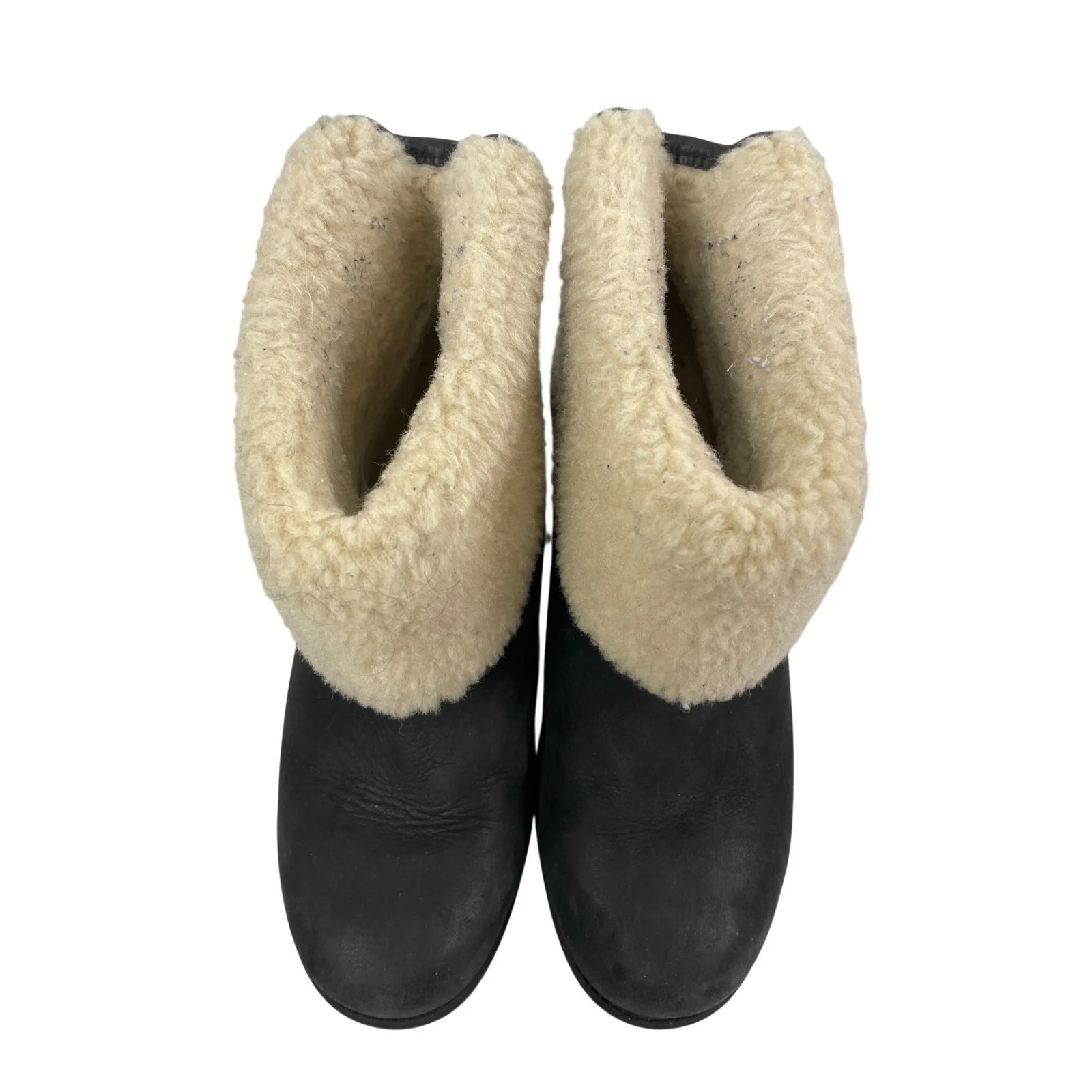 UGG Aldon Womens Black Sherpa Leather Buckle Strap Winter Snow Ankle Boots 8.5 - Image 2