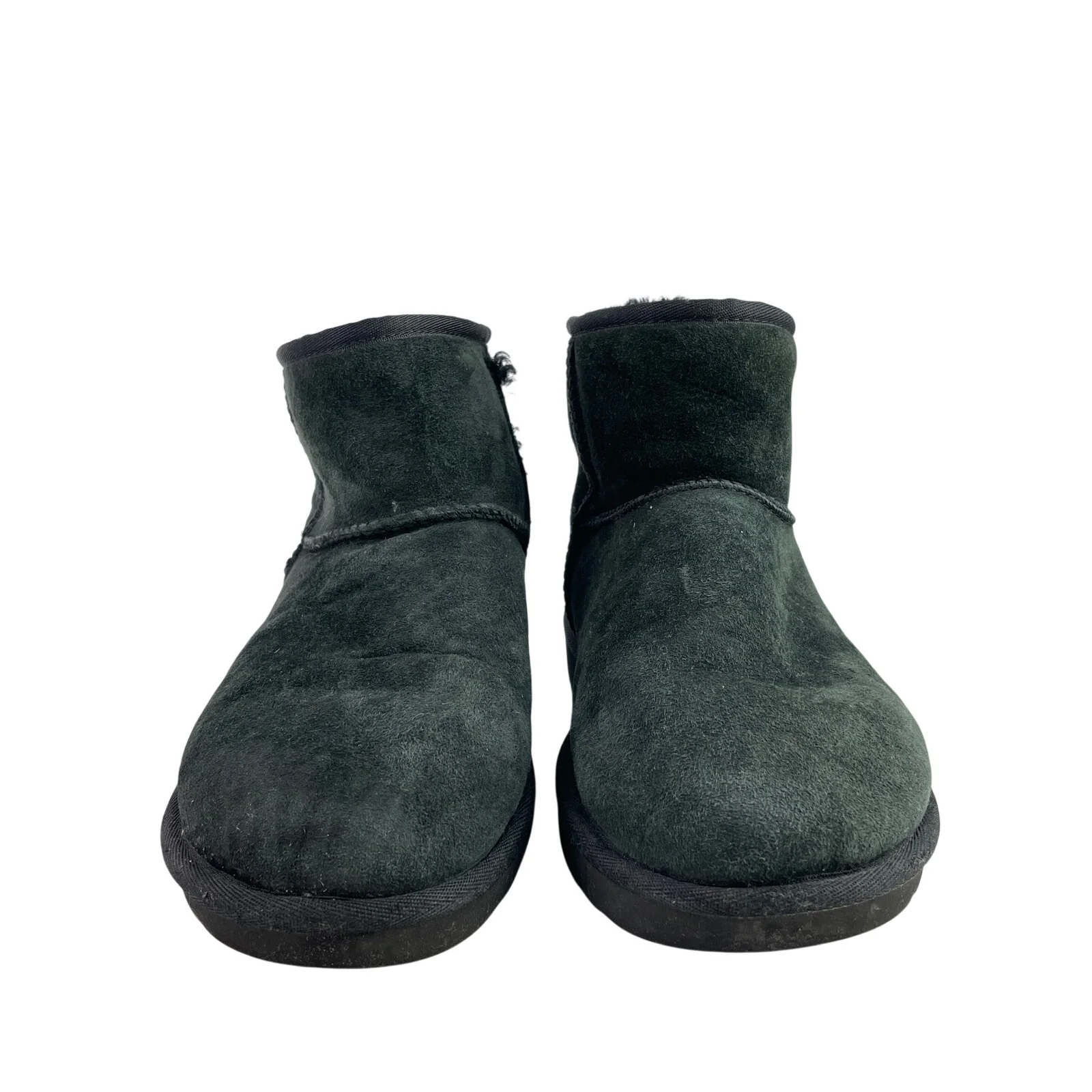 UGG Classic Mini Gray Suede Sheepskin Shearling Slip On Round Toe Ankle Boots 10 - Image 2