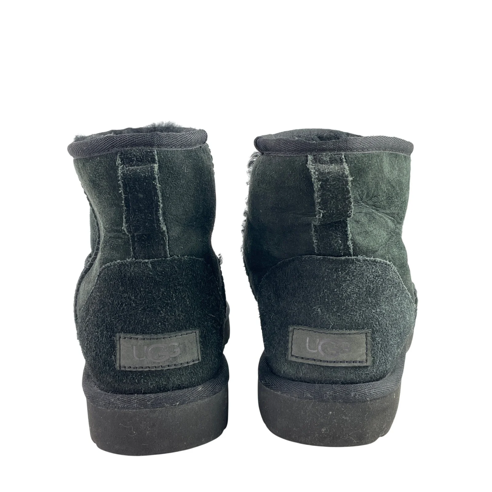 UGG Classic Mini Gray Suede Sheepskin Shearling Slip On Round Toe Ankle Boots 10 - Image 3