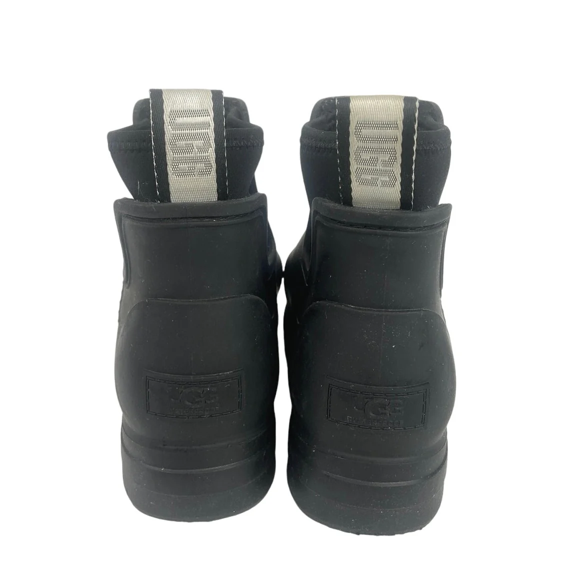 UGG Droplet Womens Black Rubber Slip On Chelsea Ankle Boots Rain Boots Size 8 - Image 3