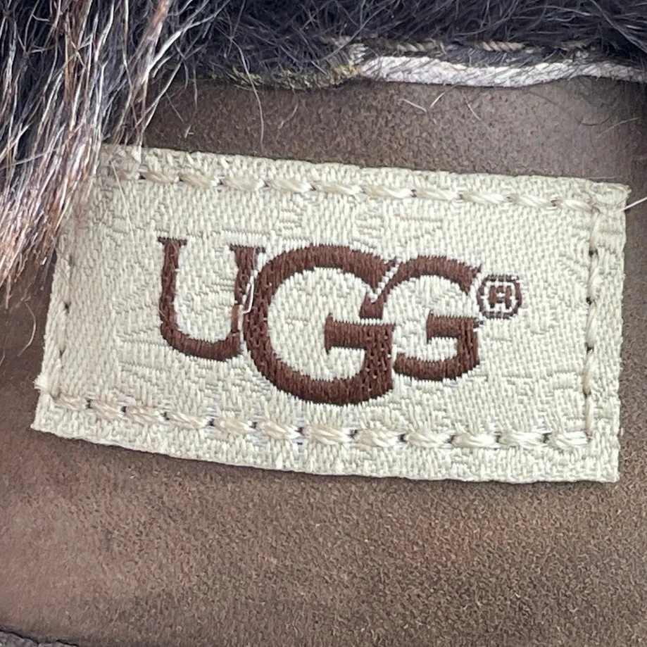 UGG Ellee Kids Brown Faux Fur Leather Buckel Strap Round Toe Ankle Boots Size 5 - Image 5