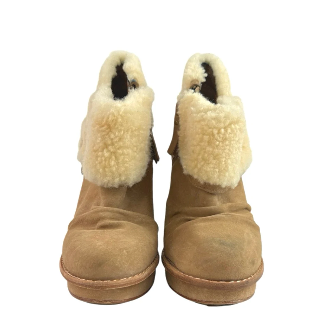 UGG Georgette Women's Brown Suede Leather Sherpa Shearling Fur Platform Boots 8 - Image 2