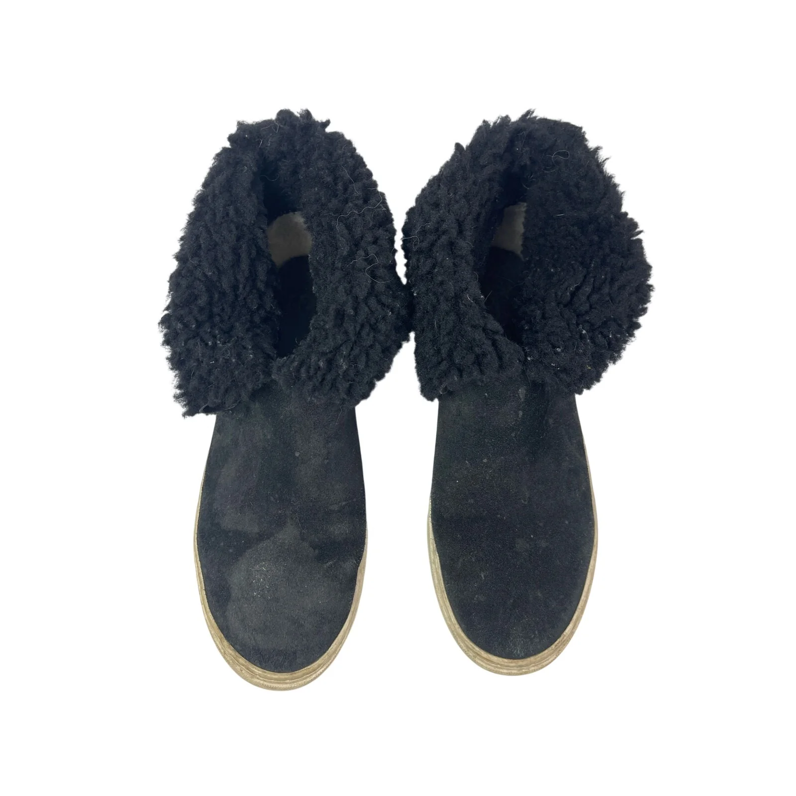 UGG Lynus Women's Black Suede Sheepskin Cuff Round Toe Sneakers Ankle Boots 7.5 - Image 2