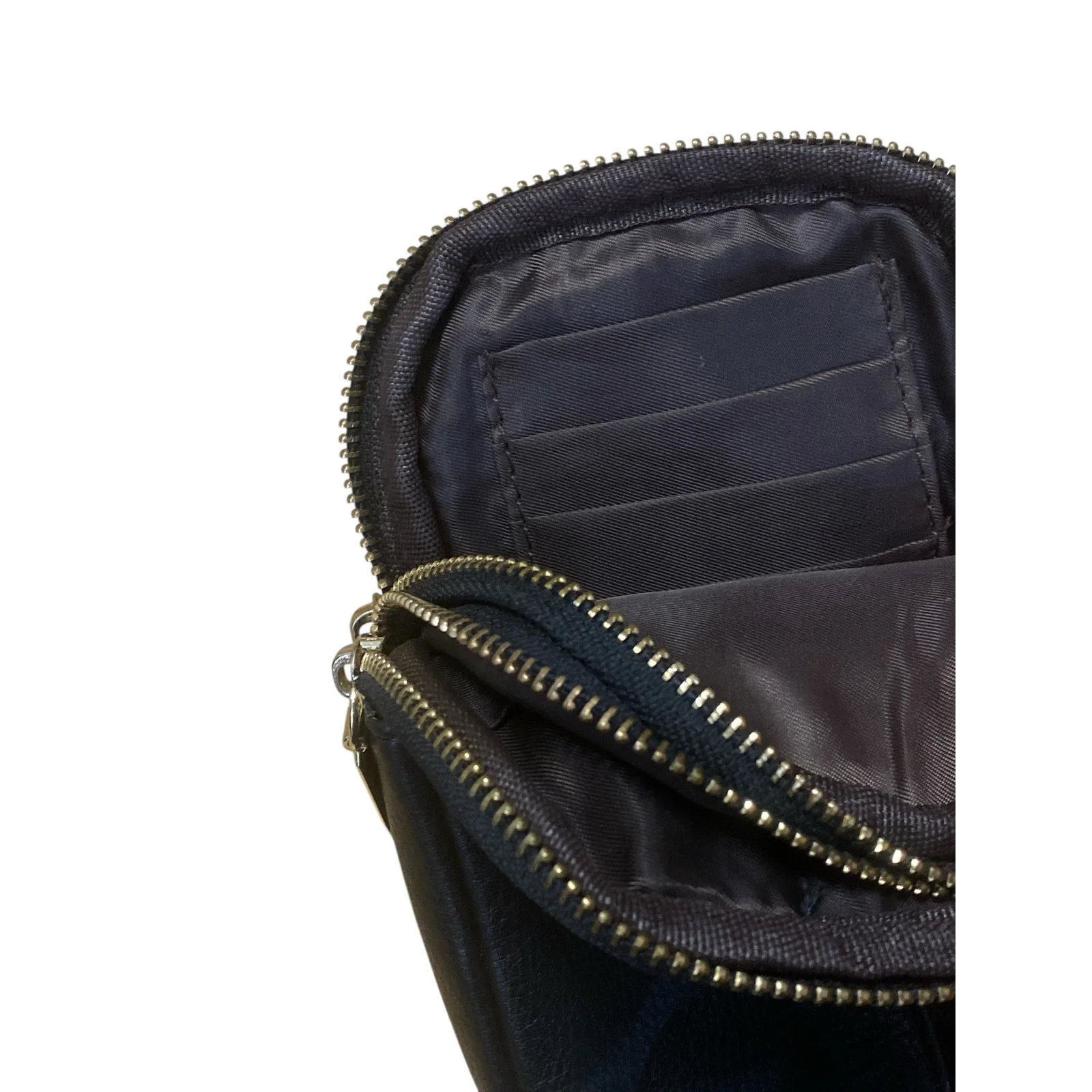 Un Jour De Chance Black Faux Vegan Leather Small Phone Crossbody Sling Bag OS - Image 4