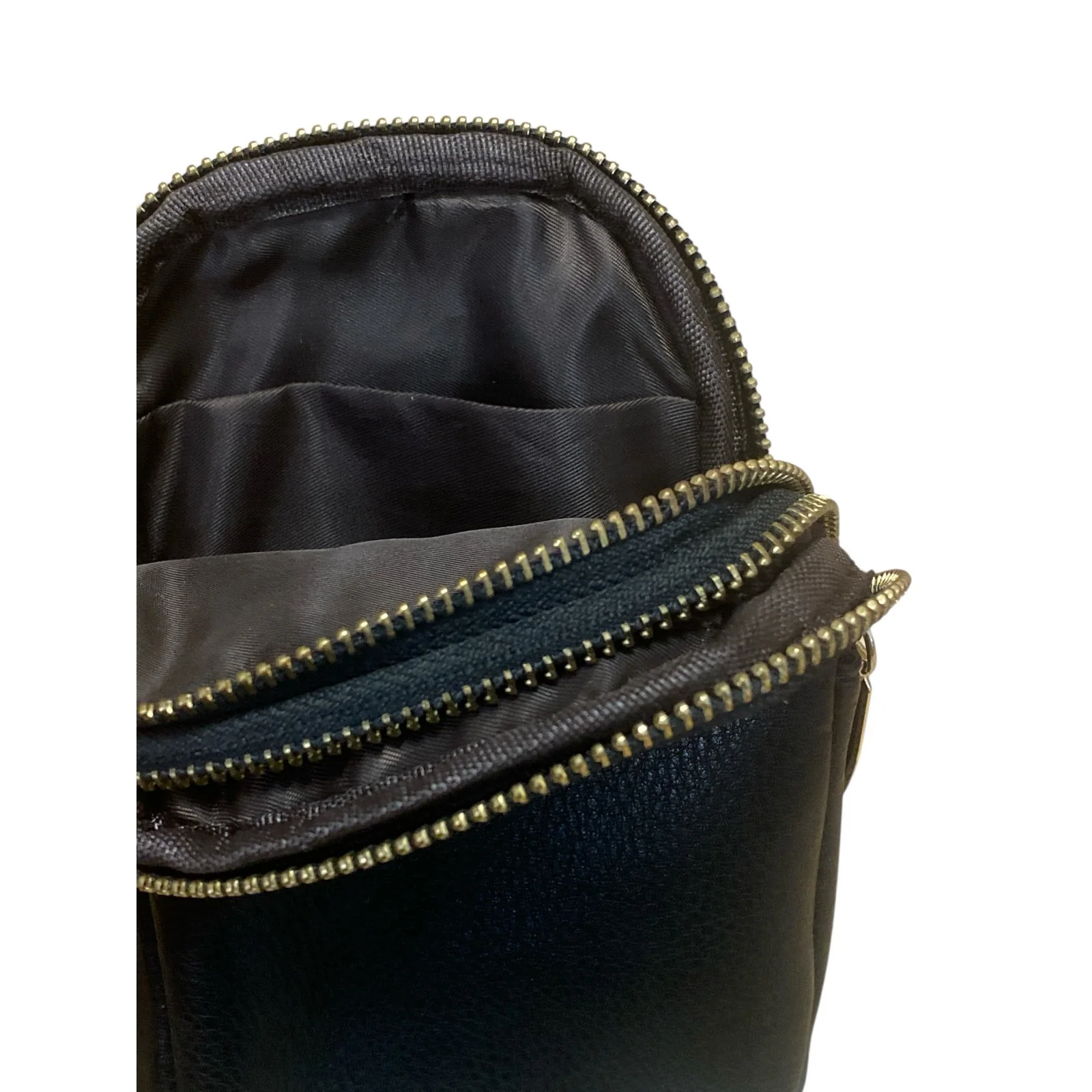 Un Jour De Chance Black Faux Vegan Leather Small Phone Crossbody Sling Bag OS - Image 5