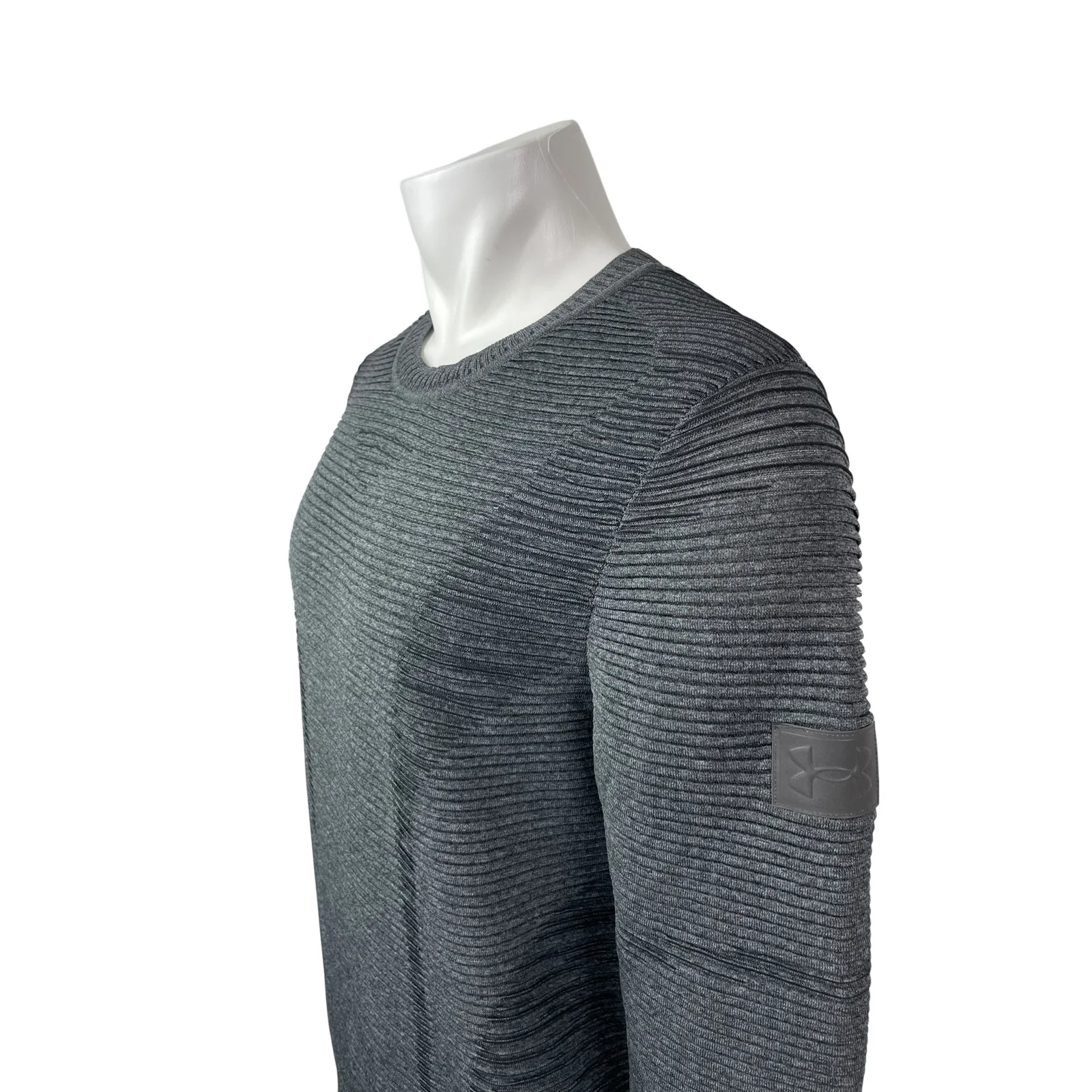 Under Armour IntelliKnit Phantom Men's Dark Gray Long Sleeve Crew Sweater Top L - Image 2