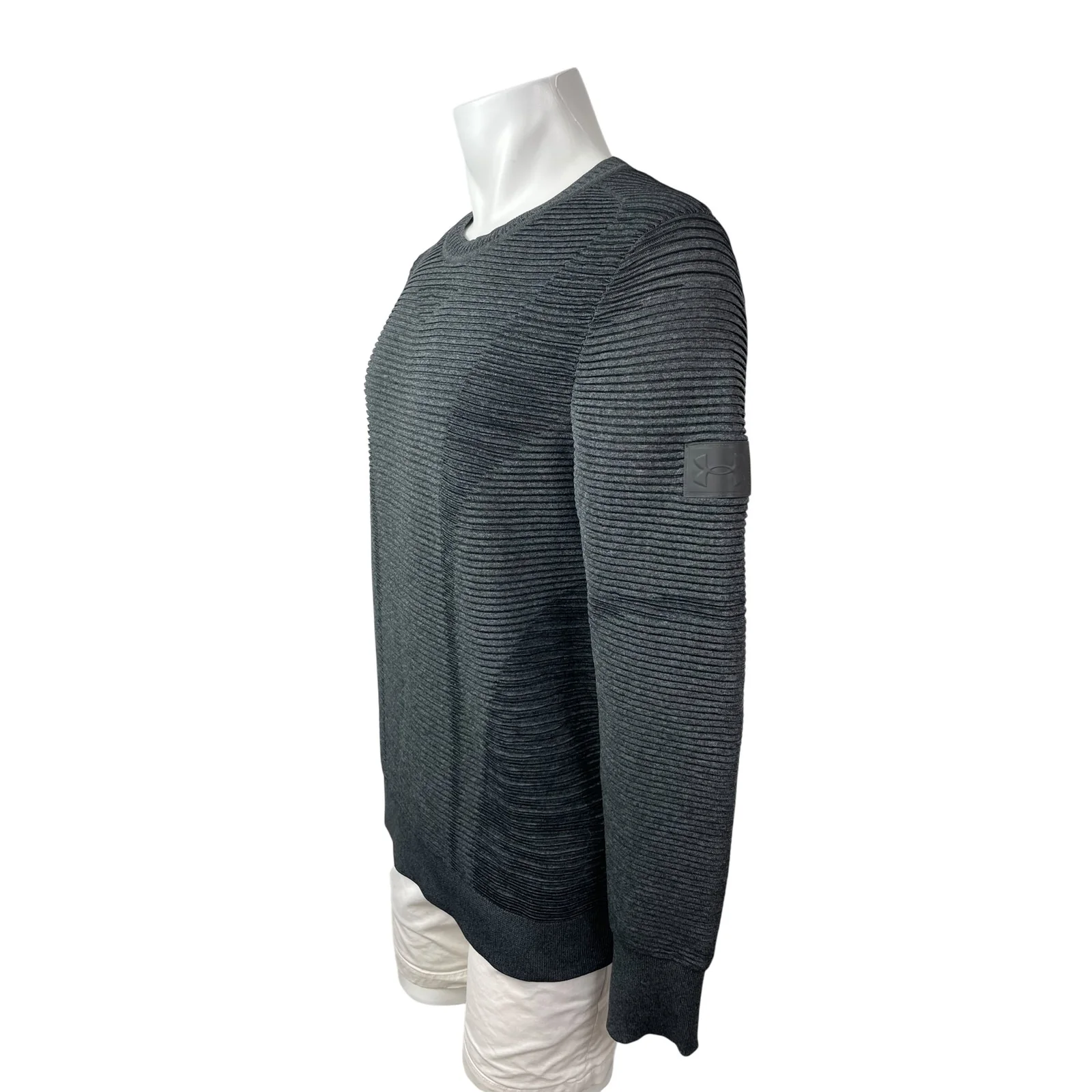 Under Armour IntelliKnit Phantom Men's Dark Gray Long Sleeve Crew Sweater Top L - Image 3