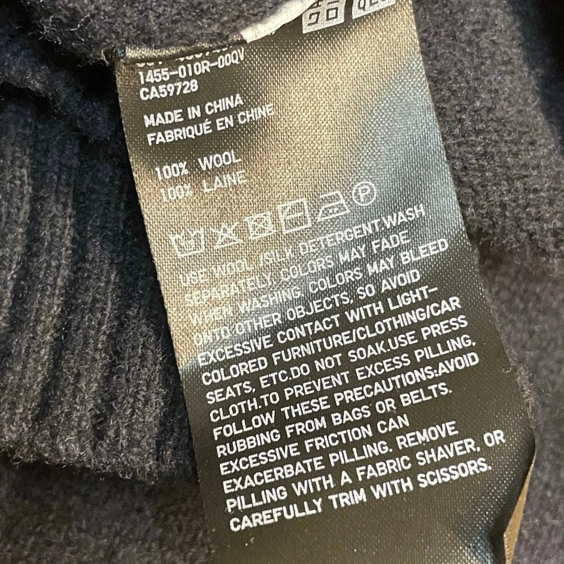Uniqlo 100% Wool Men's Blue Knitted Long Sleeve Crew Neck Sweatshirt Sweater M - Image 5