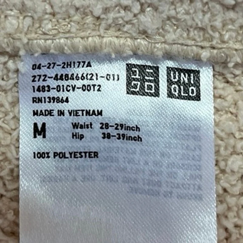 UniQlo Beige Tan Two Piece Terry Fleece Activewear Crop Tank & Shorts Set Size M - Image 5