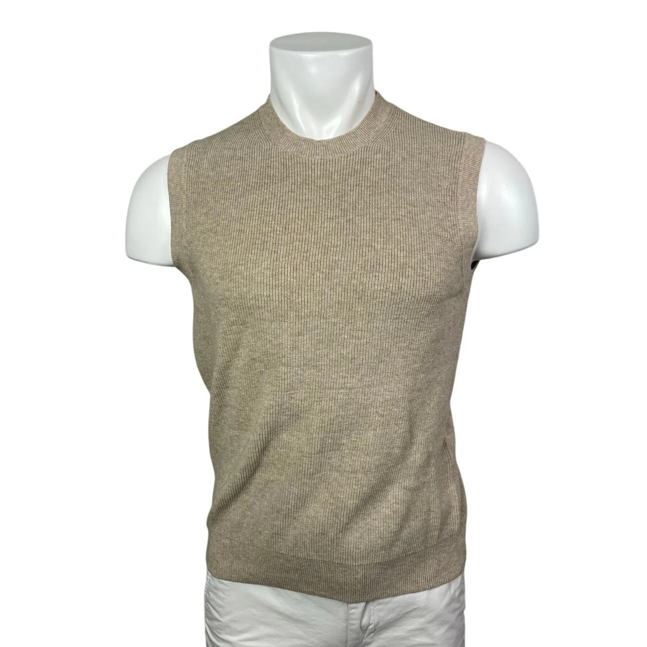 Uniqlo Gauge Ribbed Knit Men's Crew Neck Sleeveless Tank Sweater Vest Top Sz XS